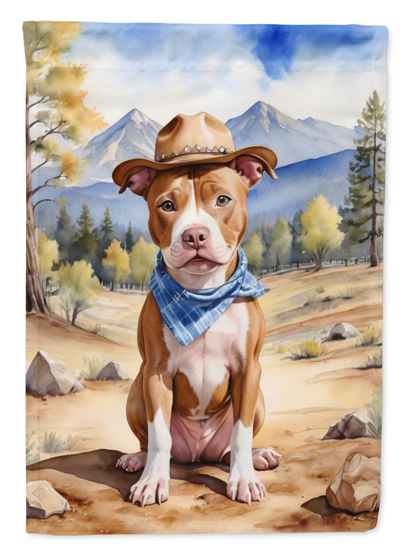 Pit Bull Terrier Cowboy Welcome Garden Flag