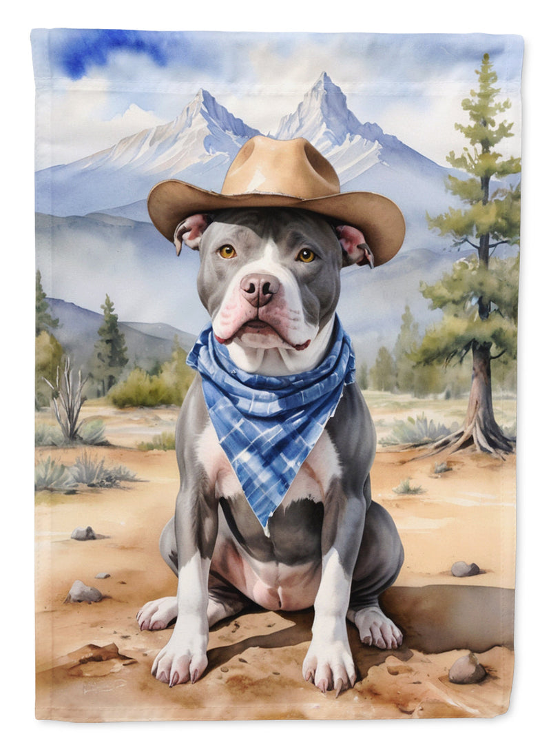 Pit Bull Terrier Cowboy Welcome House Flag