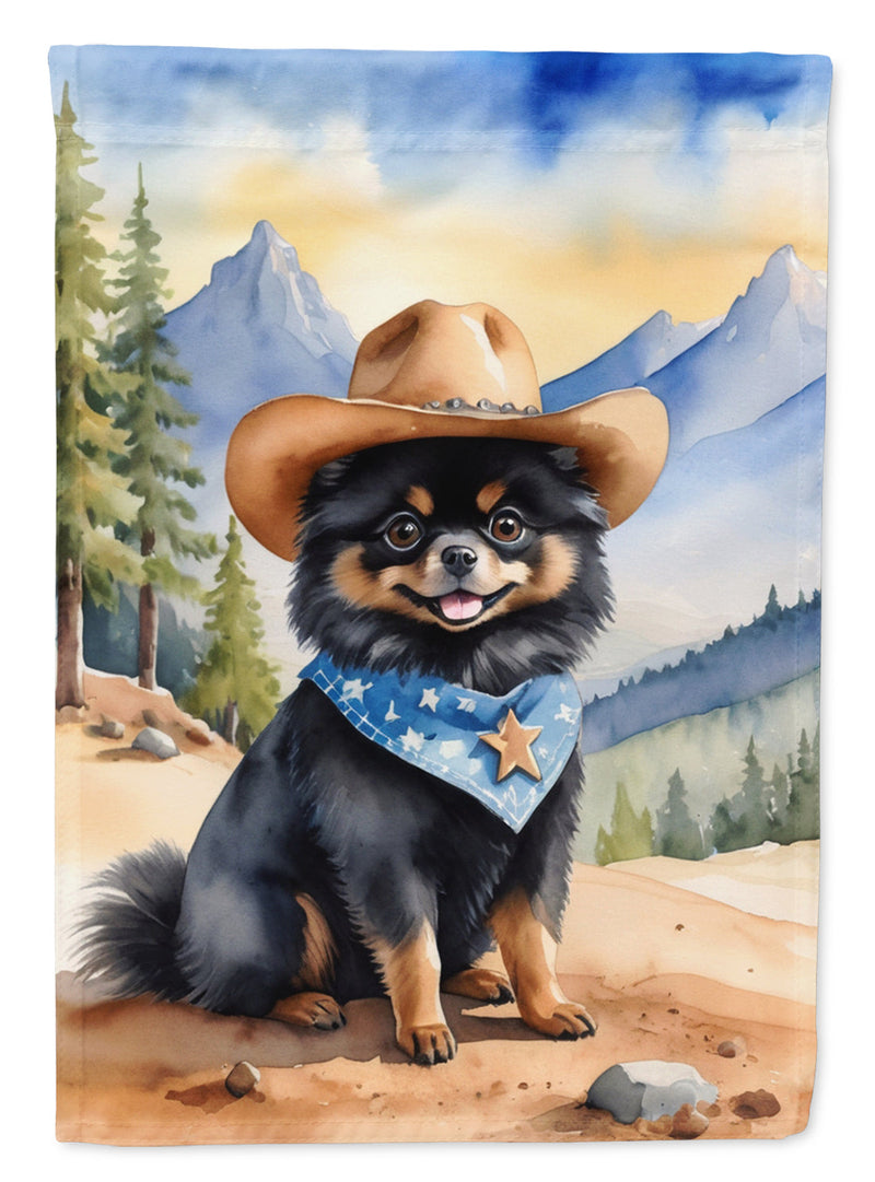 Pomeranian Cowboy Welcome House Flag