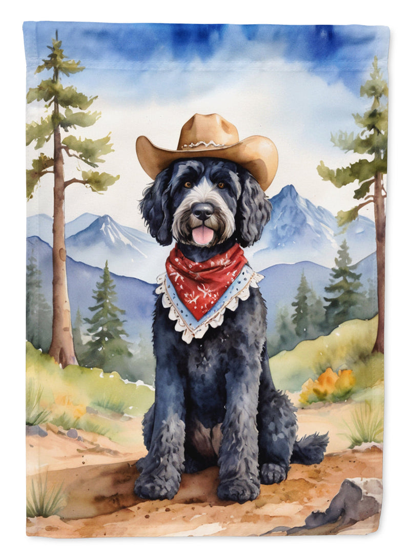 Portuguese Water Dog Cowboy Welcome Garden Flag