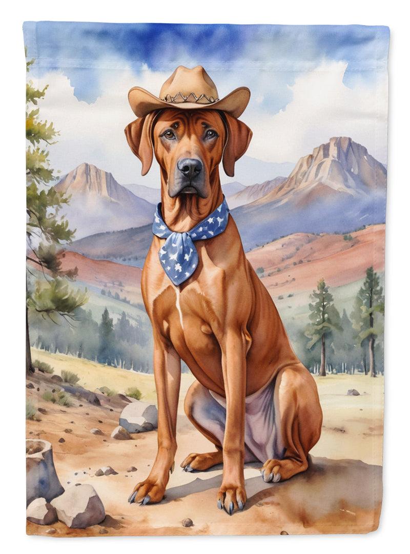 Rhodesian Ridgeback Cowboy Welcome Garden Flag