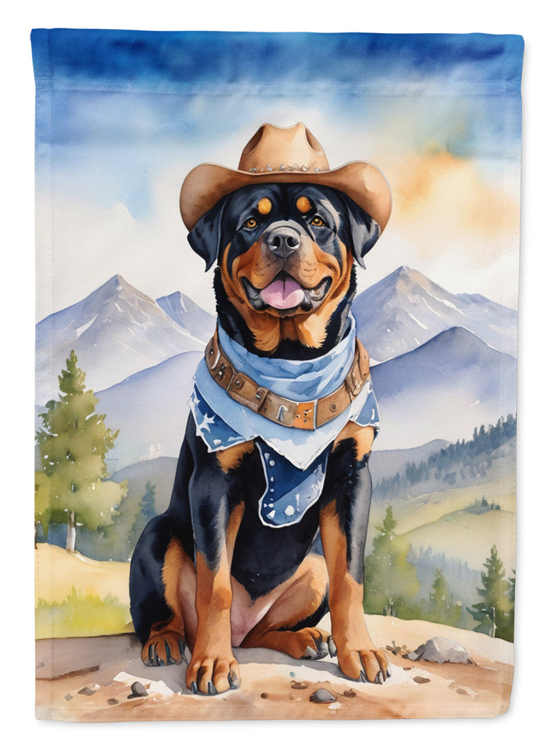 Rottweiler Cowboy Welcome House Flag