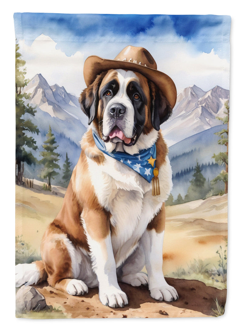 Saint Bernard Cowboy Welcome Garden Flag