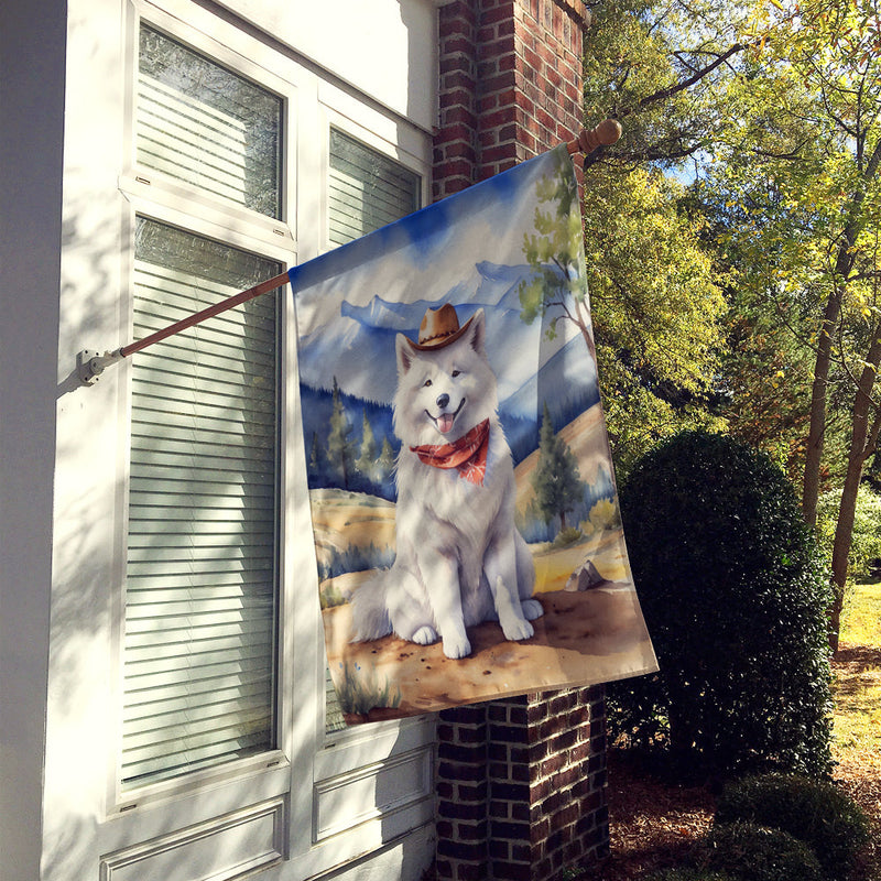 Samoyed Cowboy Welcome House Flag