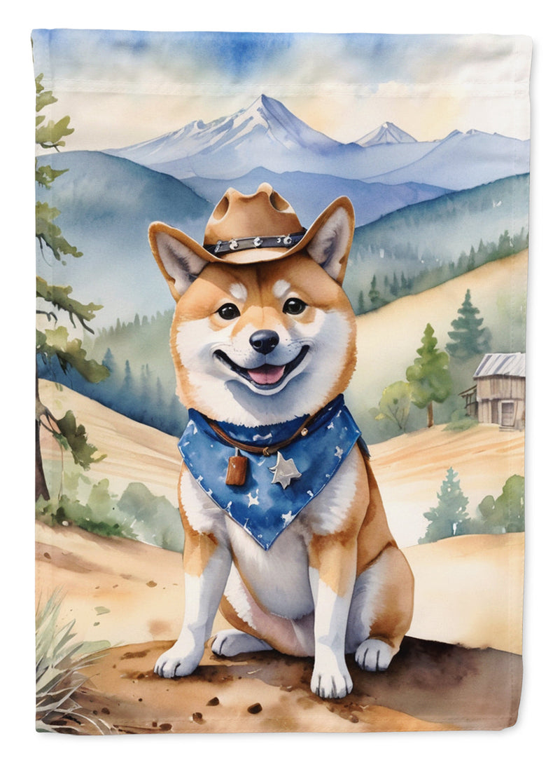 Shiba Inu Cowboy Welcome House Flag