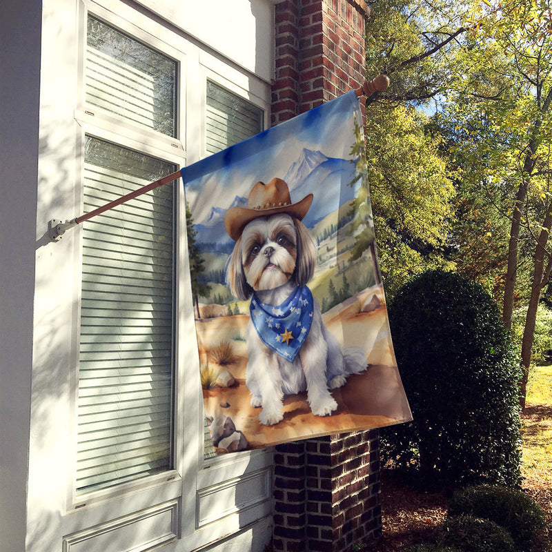 Shih Tzu Cowboy Welcome House Flag