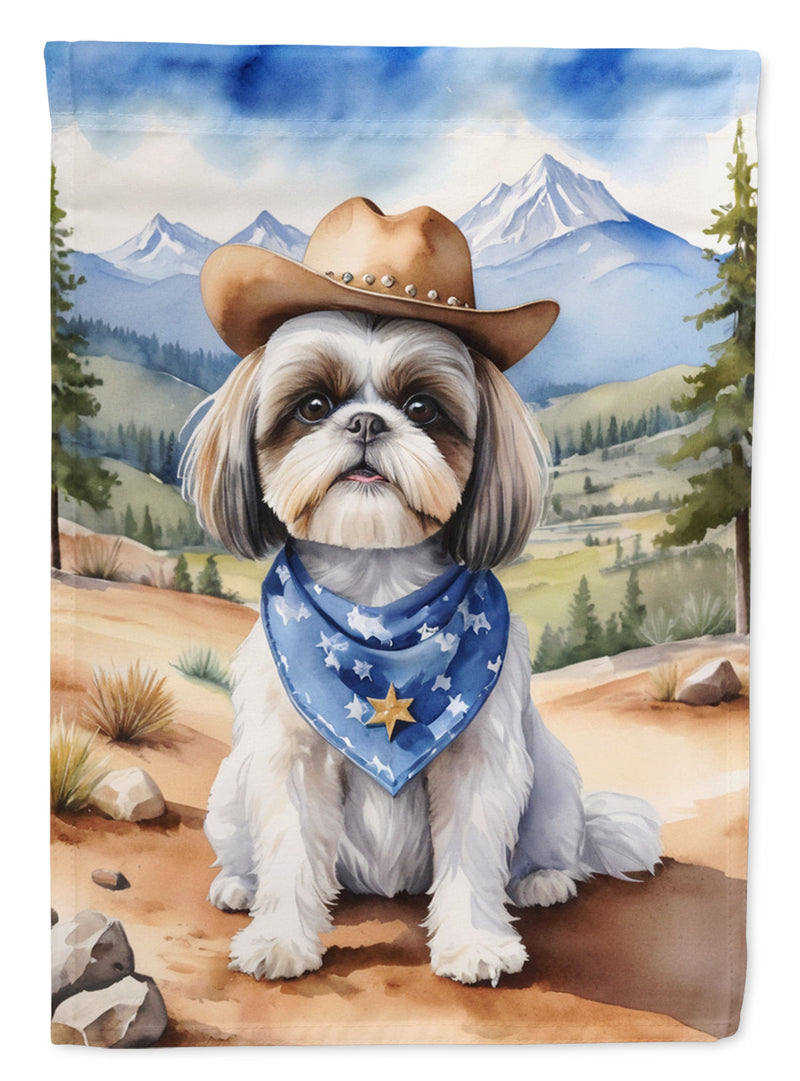 Shih Tzu Cowboy Welcome House Flag