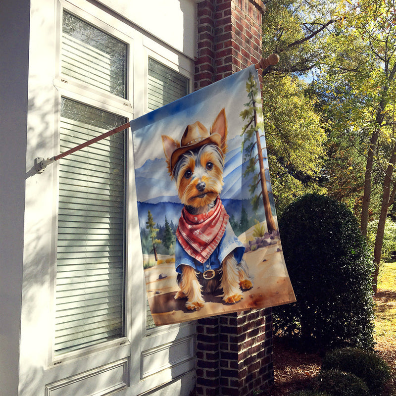 Silky Terrier Cowboy Welcome House Flag