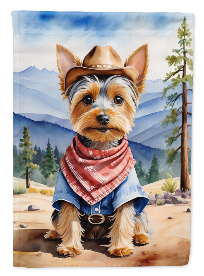 Silky Terrier Cowboy Welcome House Flag