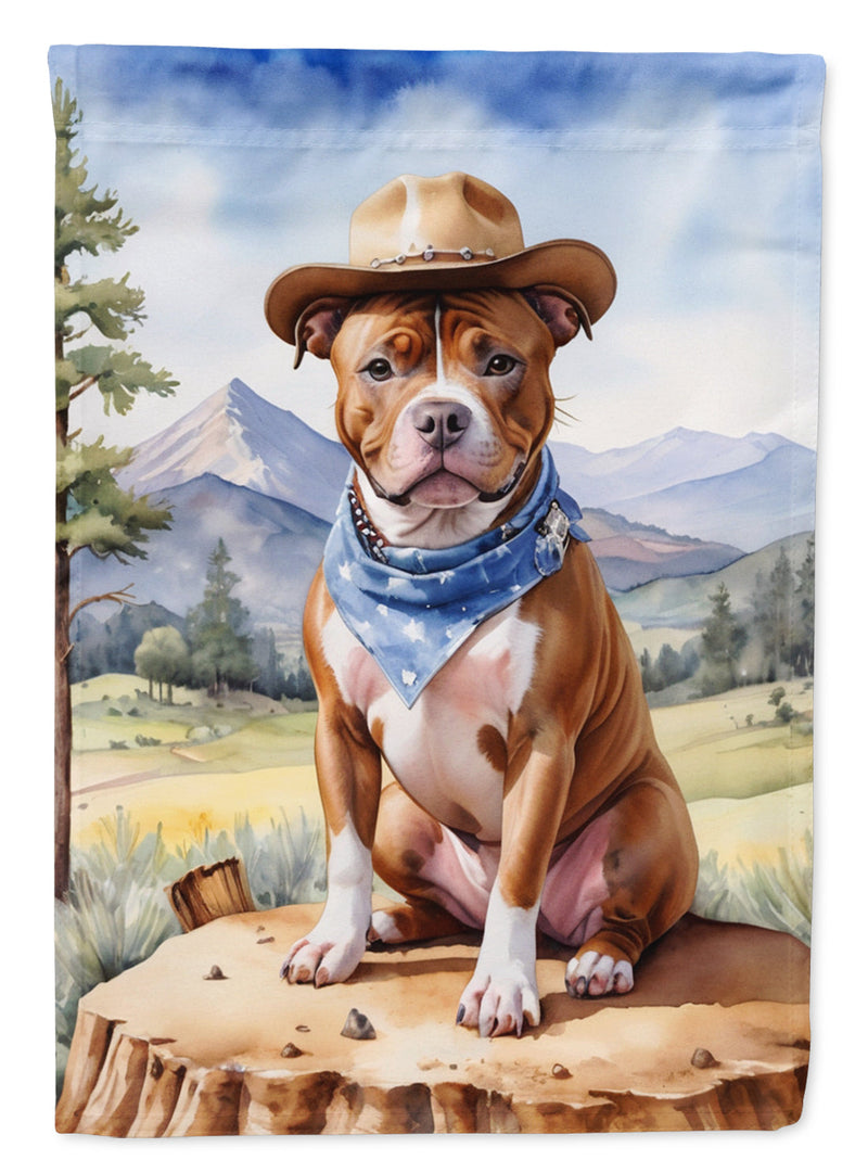 Staffordshire Bull Terrier Cowboy Welcome House Flag