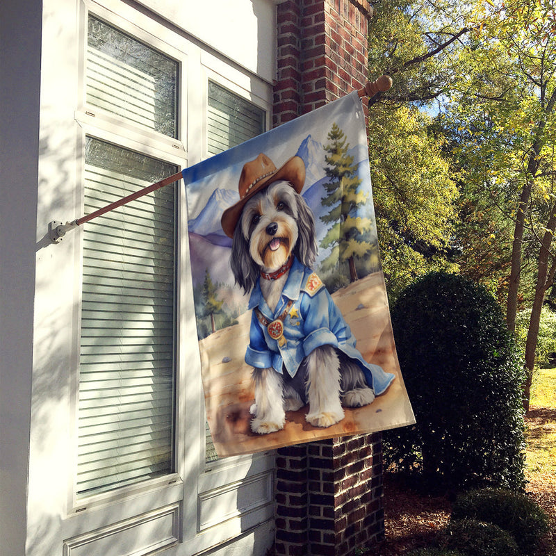 Tibetan Terrier Cowboy Welcome House Flag