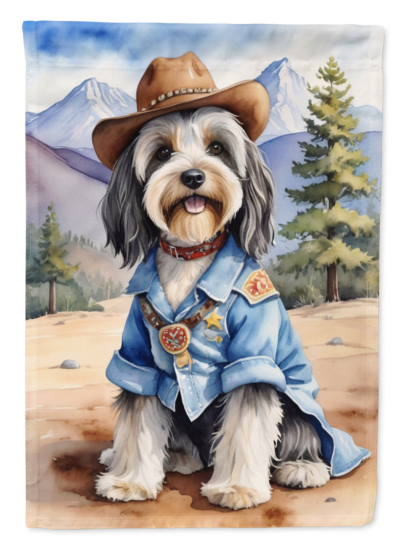 Tibetan Terrier Cowboy Welcome House Flag