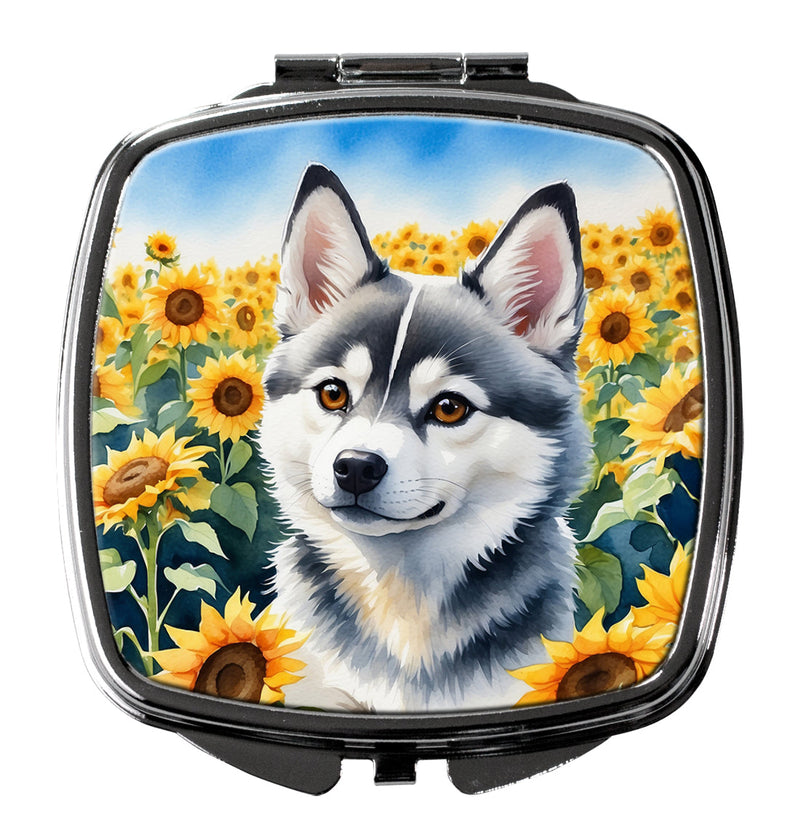 Alaskan Klee Kai in Sunflowers Compact Mirror