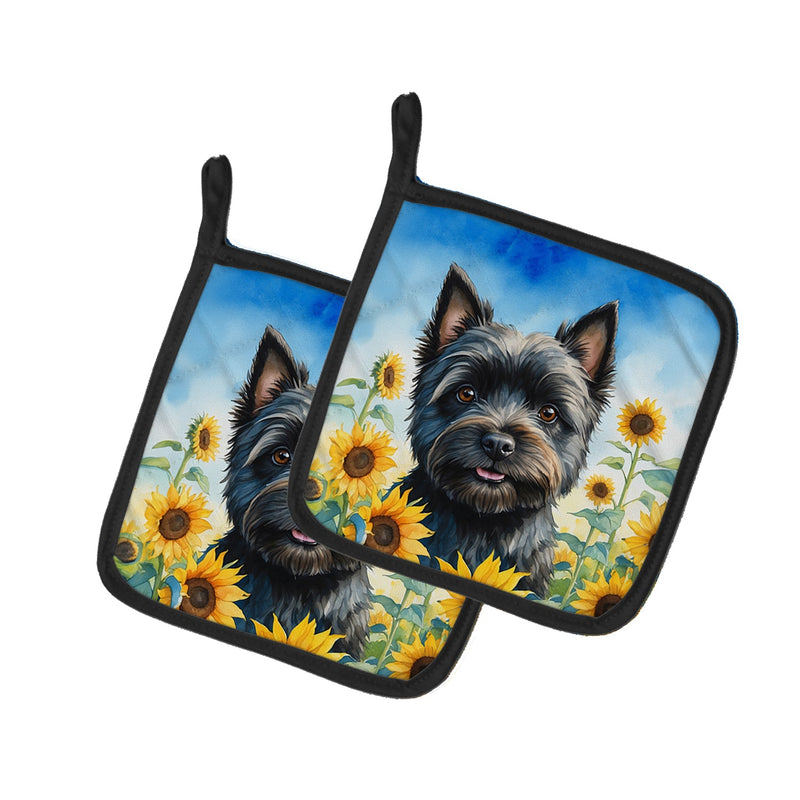 Cairn Terrier in Sunflowers Pair of Pot Holders