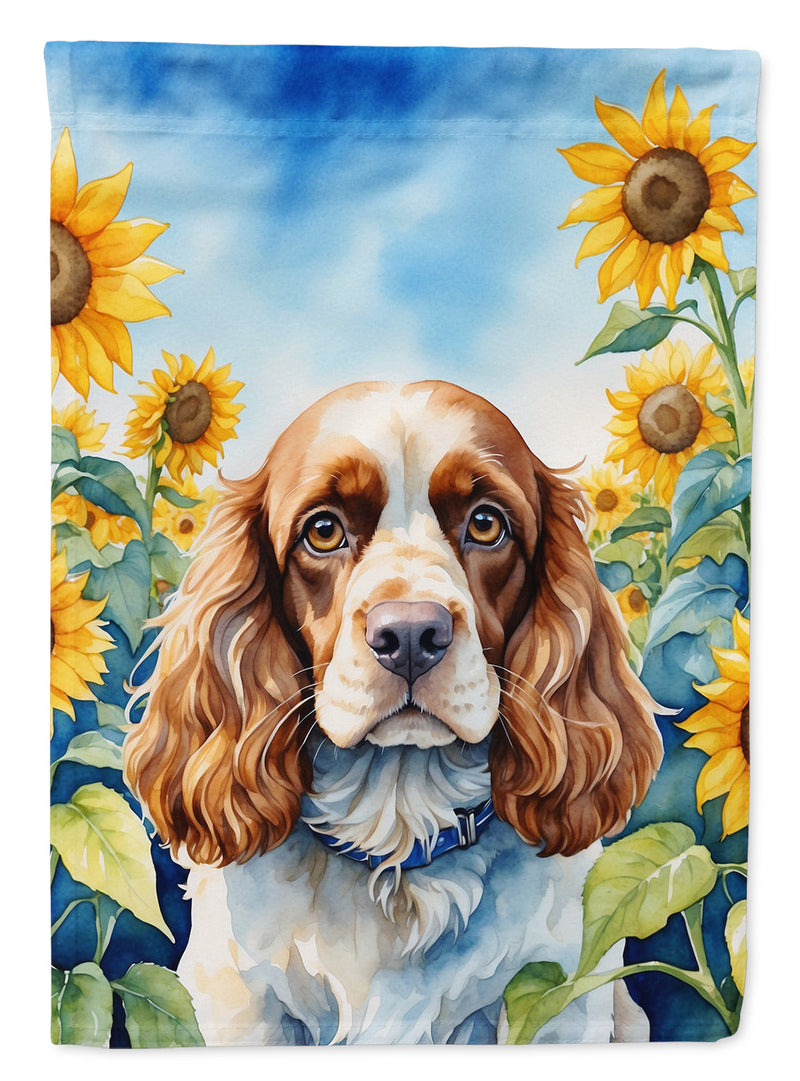 Cocker Spaniel in Sunflowers House Flag