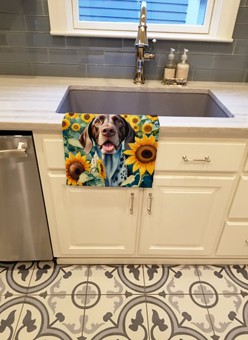 German Shorthaired Pointer in Sunflowers Kitchen Towel