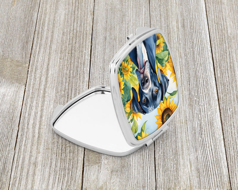 Great Dane in Sunflowers Compact Mirror