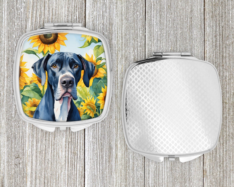 Great Dane in Sunflowers Compact Mirror