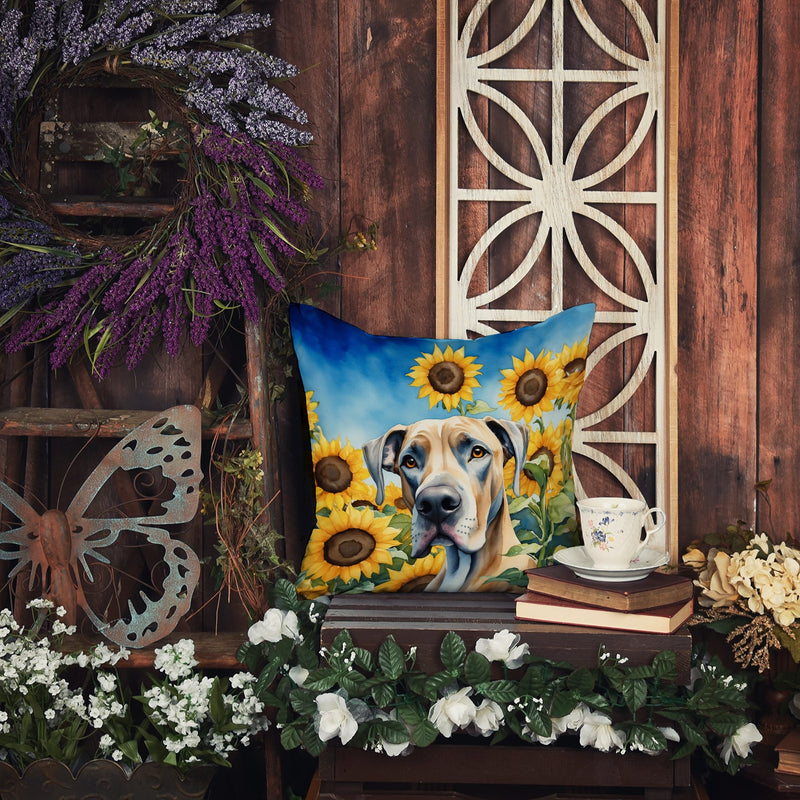 Great Dane in Sunflowers Throw Pillow