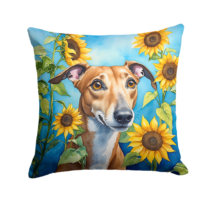 Greyhound in Sunflowers Throw Pillow