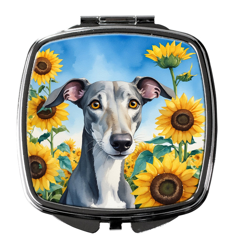 Greyhound in Sunflowers Compact Mirror