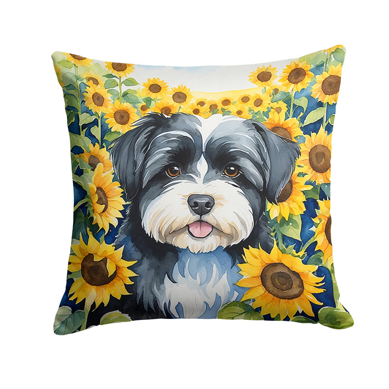 Havanese in Sunflowers Throw Pillow