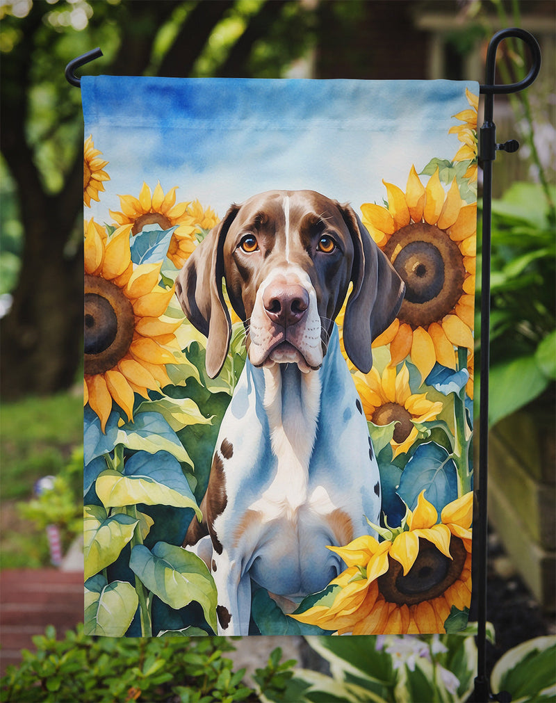 Pointer in Sunflowers Garden Flag