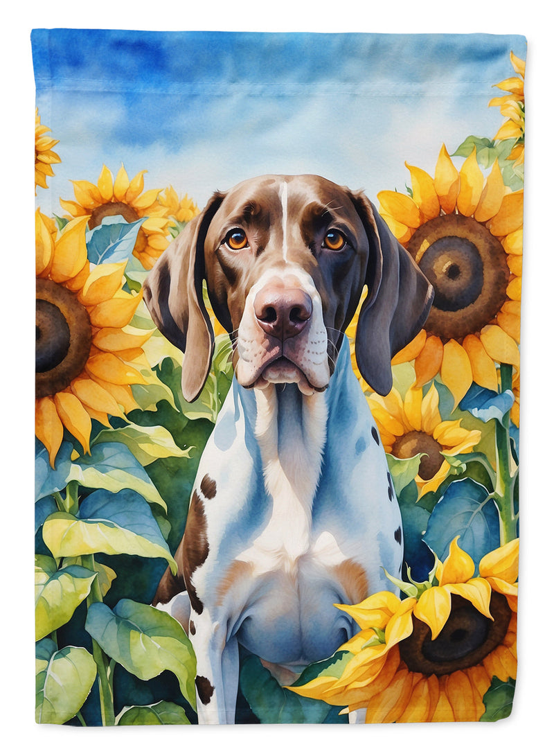 Pointer in Sunflowers Garden Flag