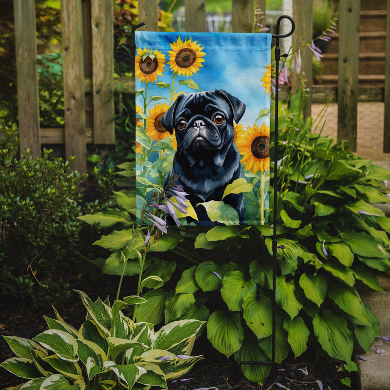 Pug in Sunflowers Garden Flag