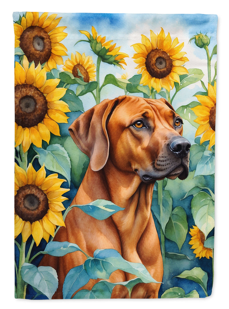 Rhodesian Ridgeback in Sunflowers House Flag