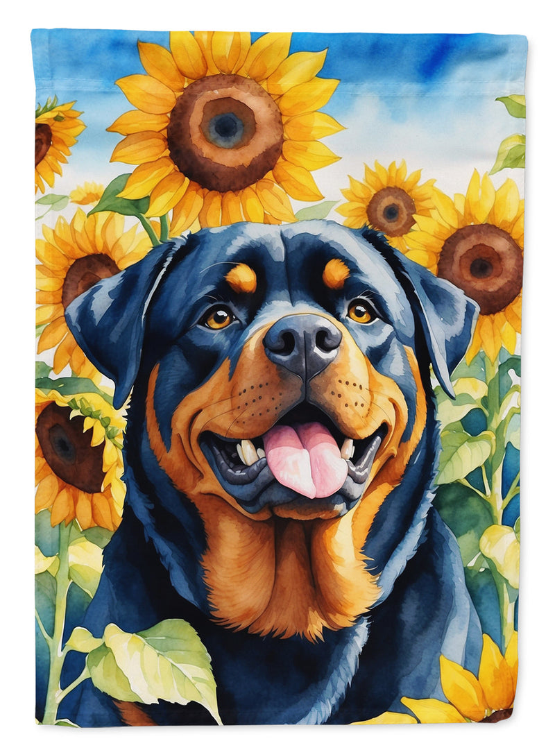 Rottweiler in Sunflowers Garden Flag