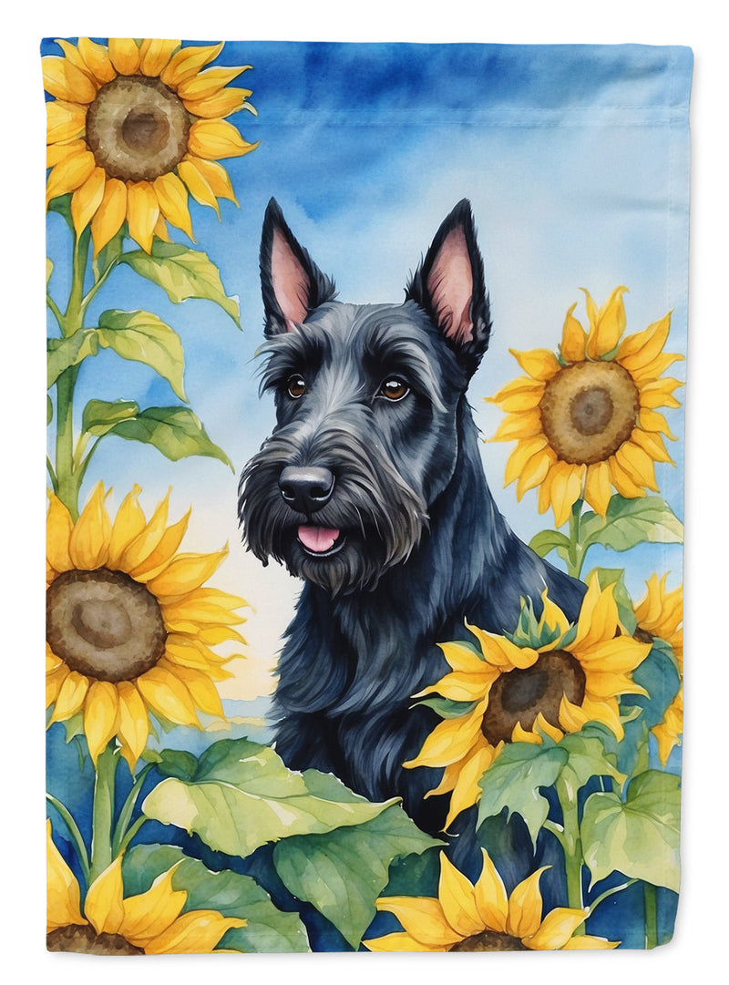 Scottish Terrier in Sunflowers Garden Flag