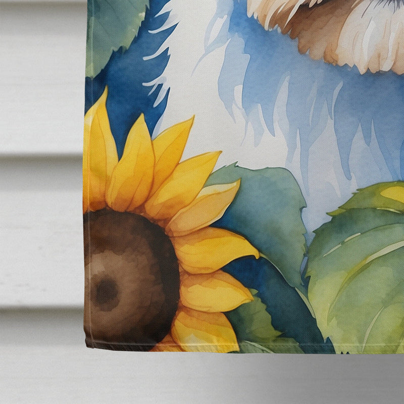 Shih Tzu in Sunflowers House Flag