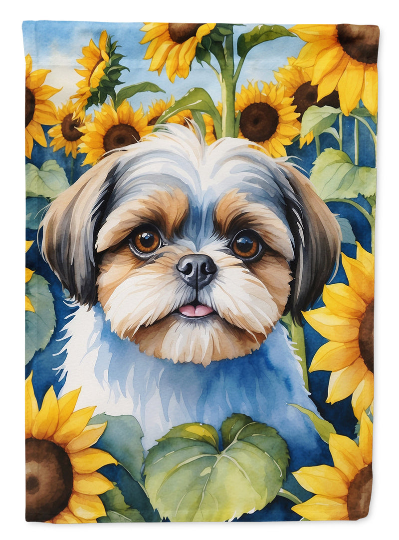 Shih Tzu in Sunflowers House Flag