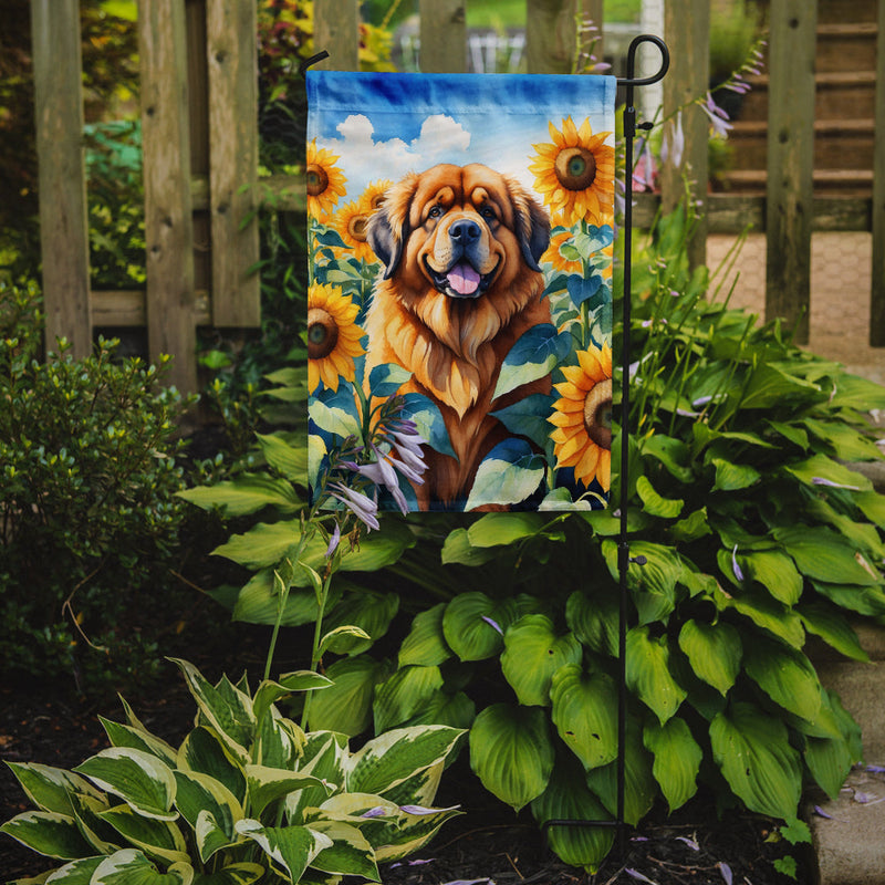 Tibetan Mastiff in Sunflowers Garden Flag