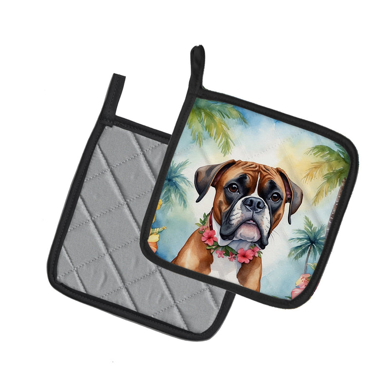 Boxer Luau Pair of Pot Holders