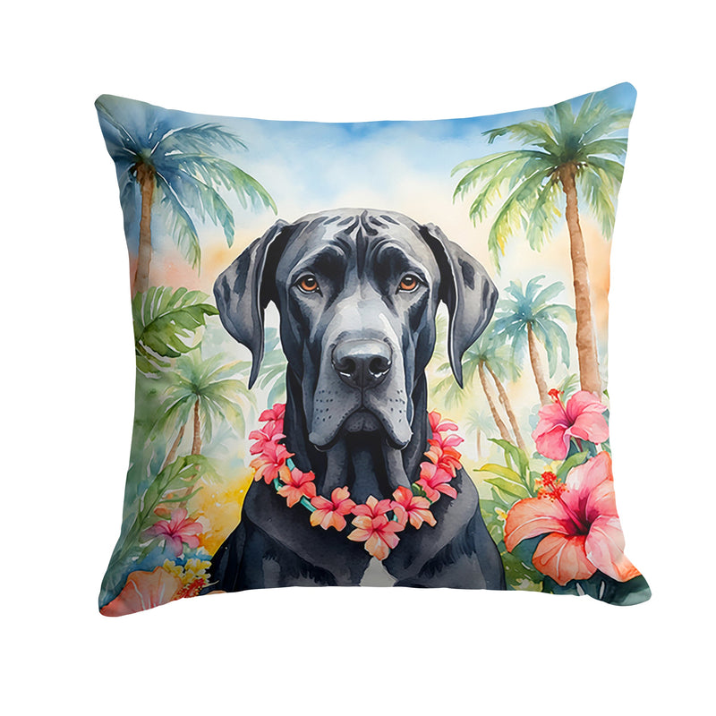 Great Dane Luau Throw Pillow