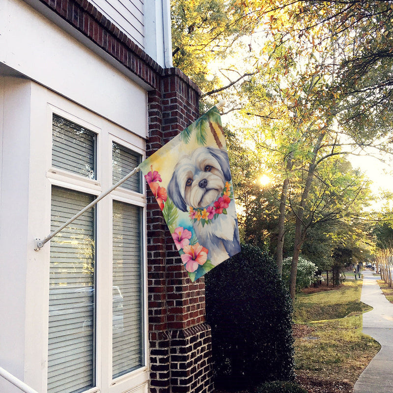 Lhasa Apso Luau House Flag