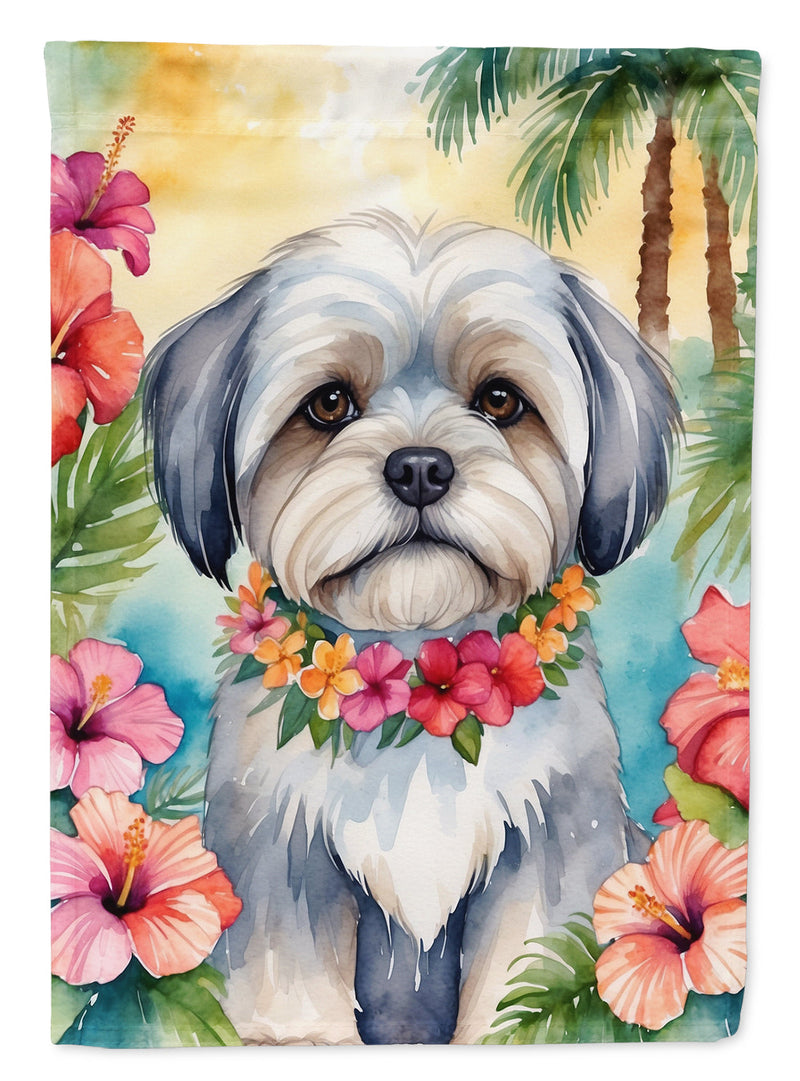 Lhasa Apso Luau House Flag