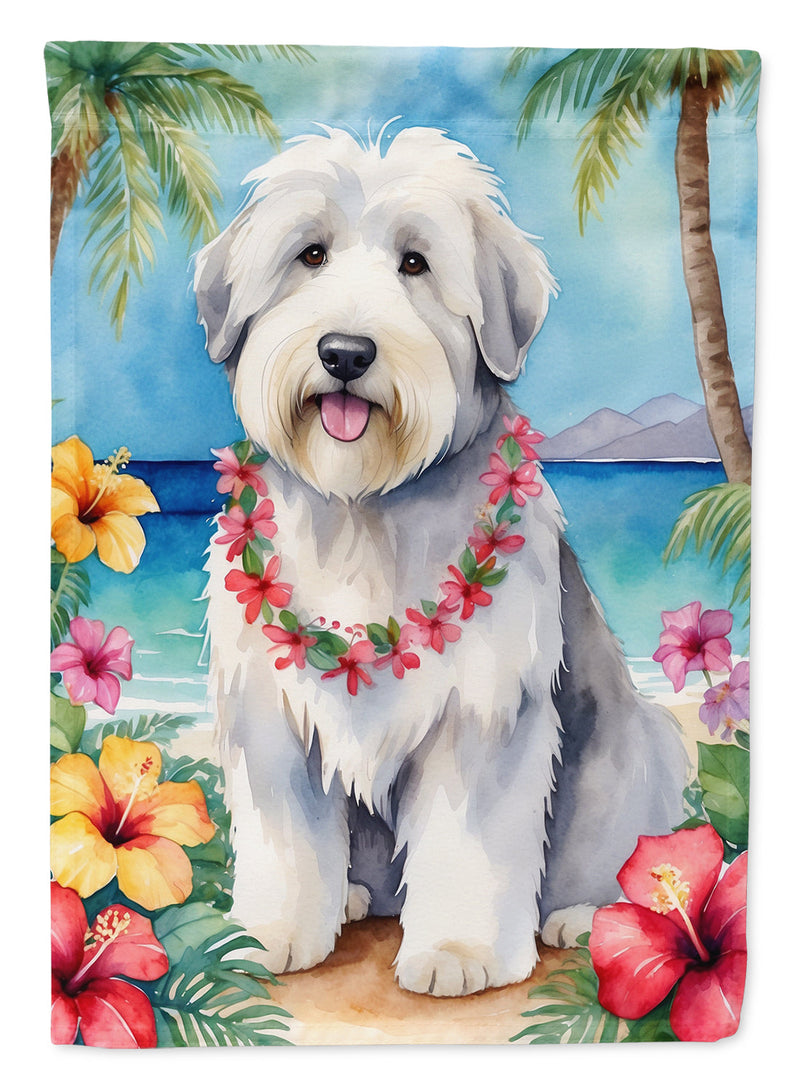 Old English Sheepdog Luau House Flag