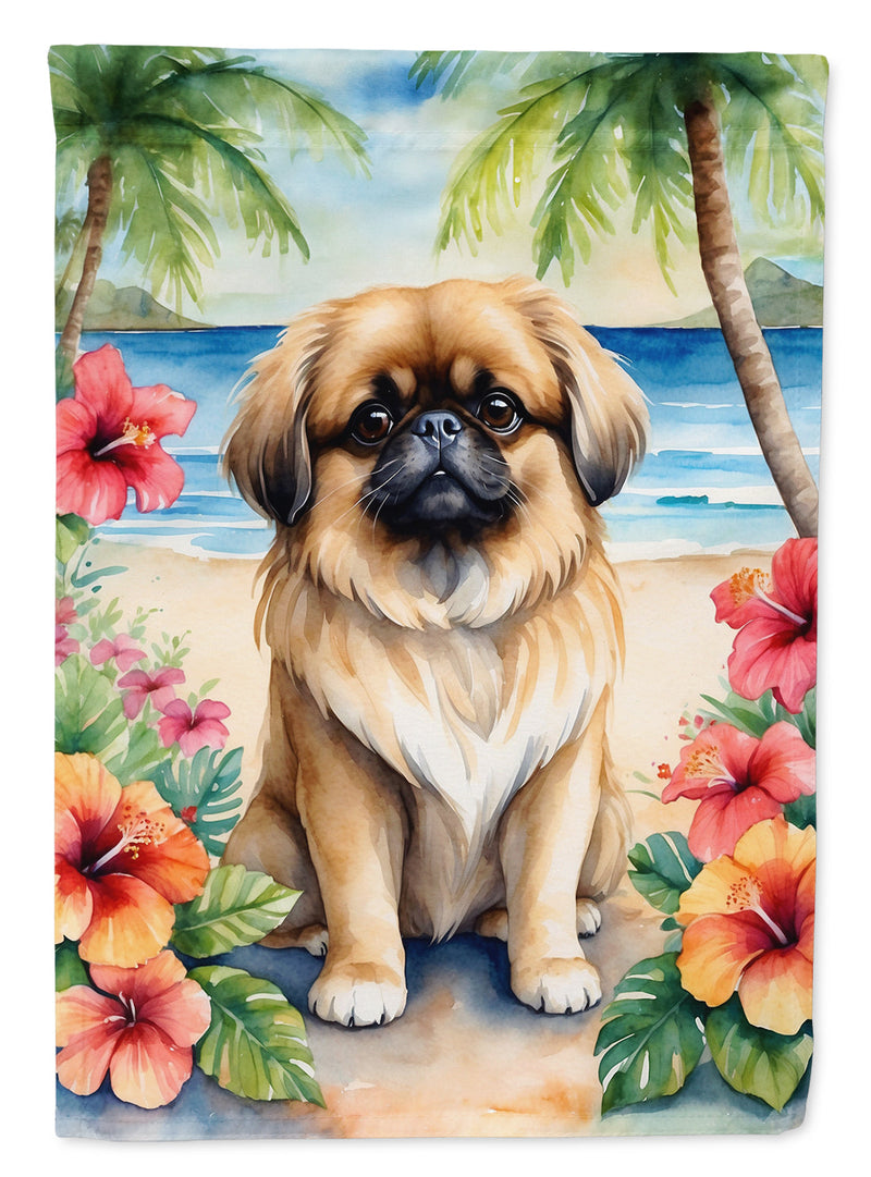 Pekingese Luau House Flag