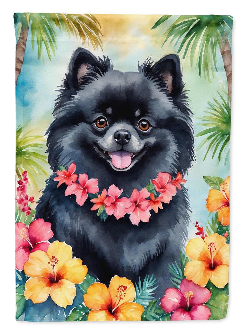 Pomeranian Luau House Flag