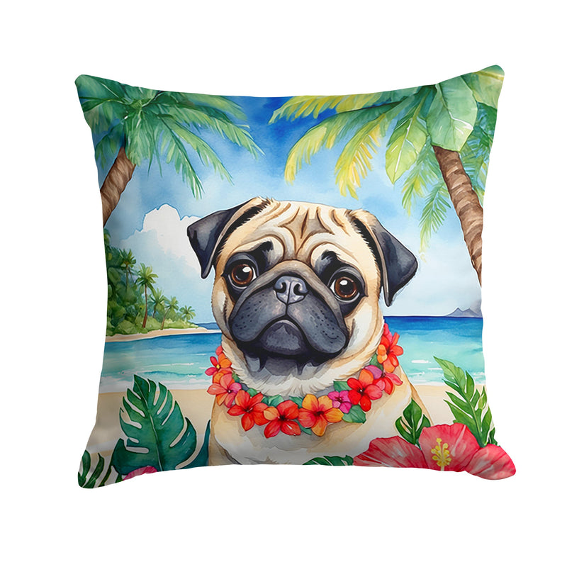 Pug Luau Throw Pillow