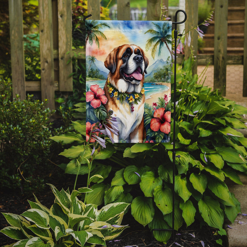 Saint Bernard Luau Garden Flag