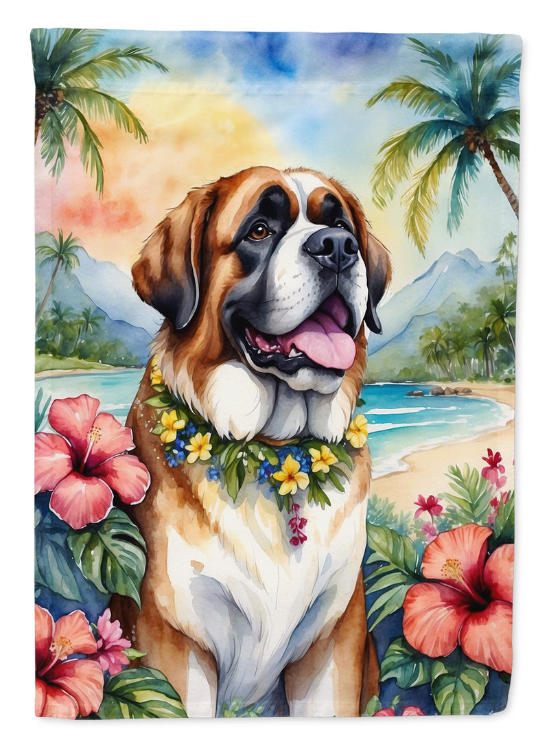 Saint Bernard Luau Garden Flag