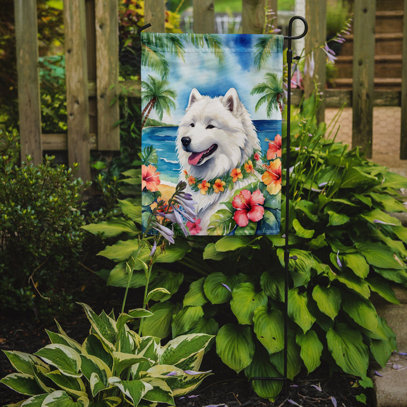 Samoyed Luau Garden Flag