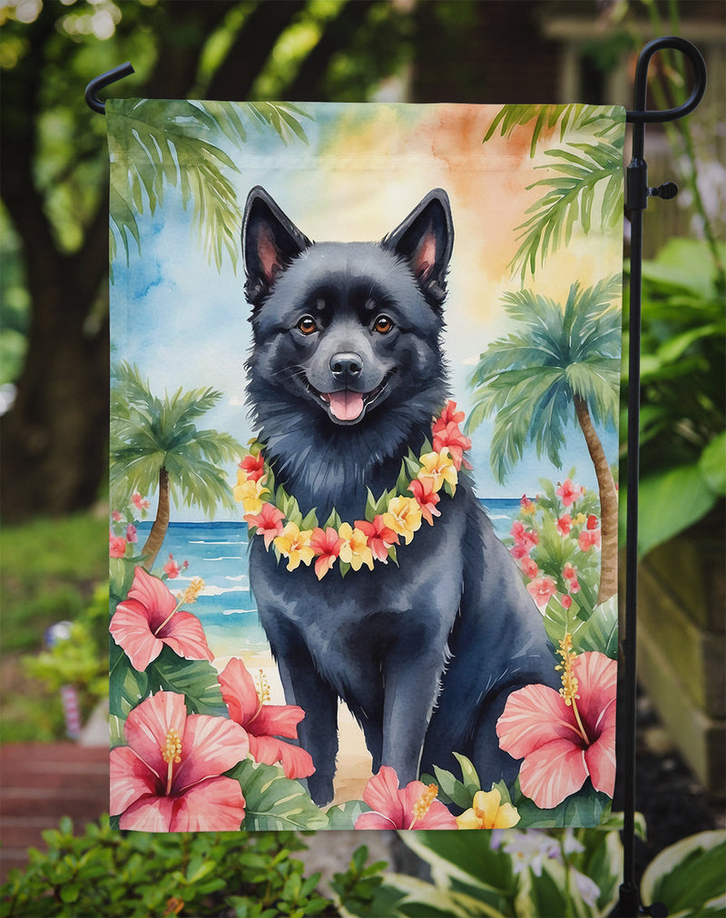 Schipperke Luau Garden Flag