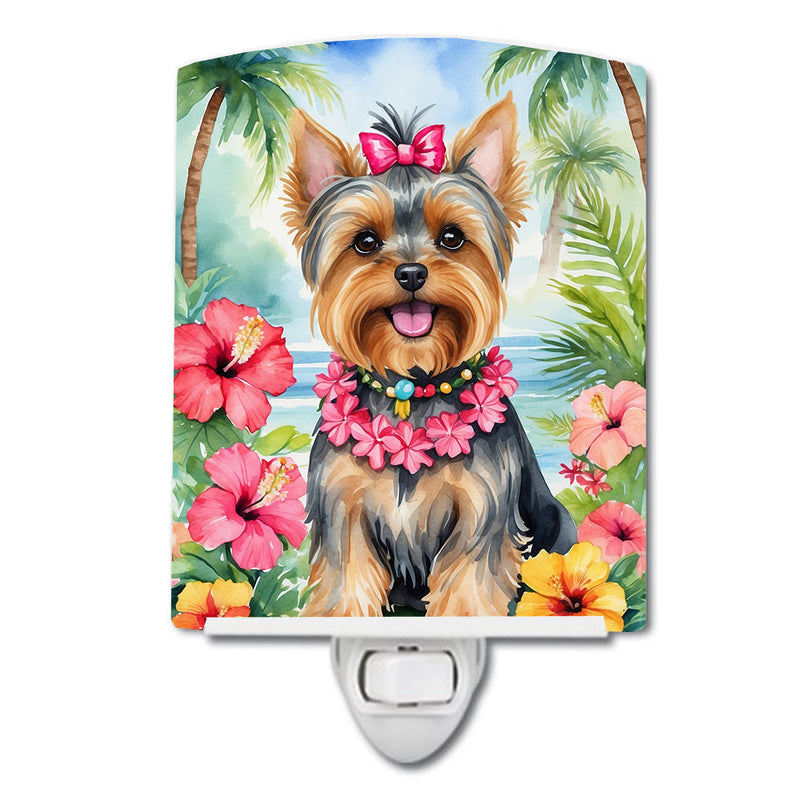 Yorkshire Terrier Luau Ceramic Night Light