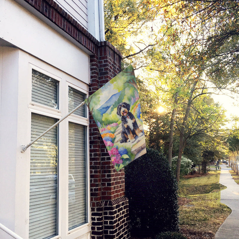 Bernedoodle Spring Path House Flag