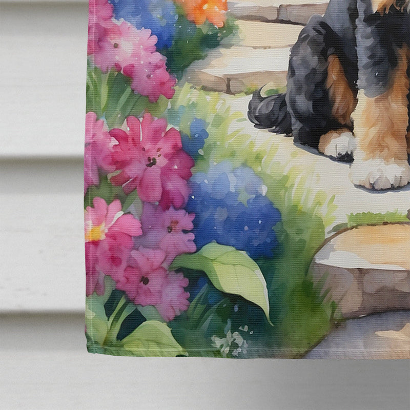 Bernedoodle Spring Path House Flag